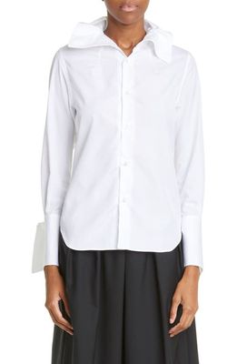 Noir Kei Ninomiya Women's Cotton Broadcloth Button-Up Shirt in White