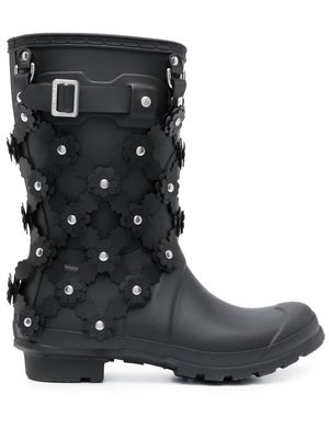Noir Kei Ninomiya x Hunter floral-appliqué rain boots - Black