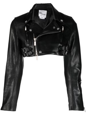 Noir Kei Ninomiya zip-up leather cropped jacket - Black
