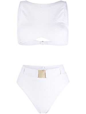 Noire Swimwear belted high-rise bikini - White