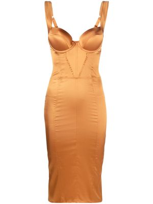 Noire Swimwear corseted silk-blend short dress - Orange