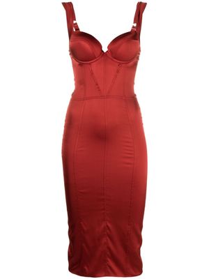 Noire Swimwear corseted silk-blend short dress - Red