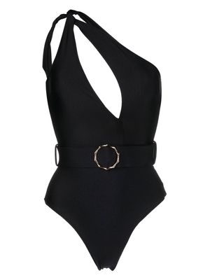 Noire Swimwear cut-out belted-waist swimsuit - Black