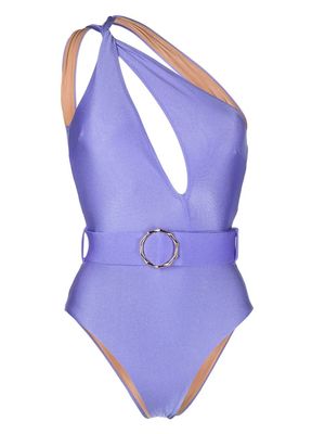 Noire Swimwear cut-out belted-waist swimsuit - Purple