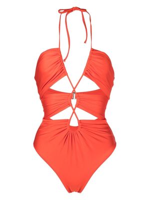 Noire Swimwear cut-out plunging V-neck swimsuit - Orange