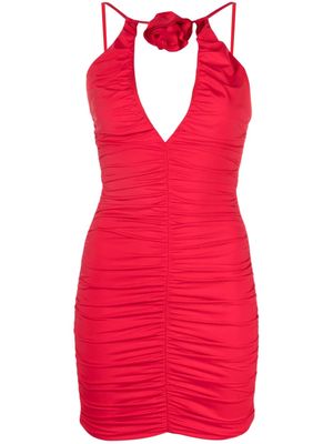 Noire Swimwear floral-appliqué ruched mini dress - Red