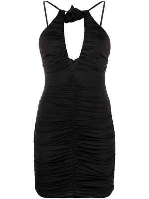 Noire Swimwear floral-appliqué ruched minidress - Black