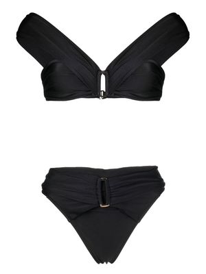 Noire Swimwear gathered-detail high-waisted bikini - Black