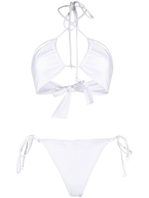 Noire Swimwear halter-neck wrap bikini - White