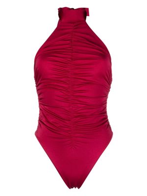 Noire Swimwear halterneck ruched swimsuit - Red