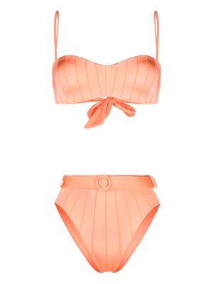 Noire Swimwear high-waist belted bikini set - Orange