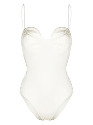 Noire Swimwear round-neck swimsuit - White