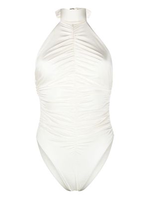 Noire Swimwear ruched halterneck swimsuit - White