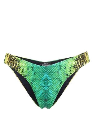 Noire Swimwear snakeskin-print bikini bottoms - Green
