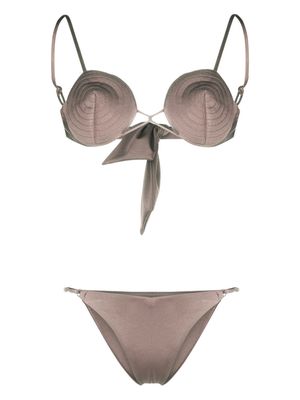 Noire Swimwear tonal-stitch detail bikini set - Neutrals