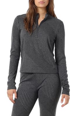 Noisy may Aspen Rib Mock Neck Pullover Sweater in Dark Grey Melange
