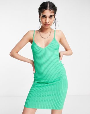 Noisy May cami ribbed mini dress in bright green