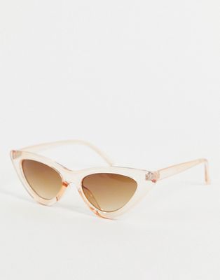 Noisy May cat eye sunglasses with clear frame and rose gold lens