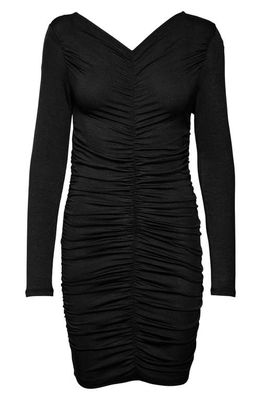 Noisy may Cemre Ruched Long Sleeve Minidress in Black