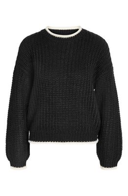 Noisy may Charlie Drop Shoulder Sweater in Black Pattern Pearle