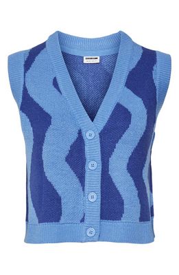 Noisy may Cosmic Front Button Sweater Vest in Azure Blue