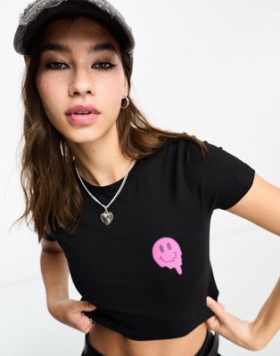 Noisy May cropped baby tee in black