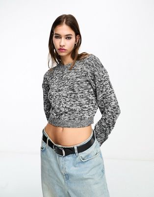Noisy May cropped sweater in gray-Multi