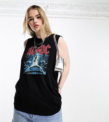 Noisy May Curve AC DC longline band tank top in black