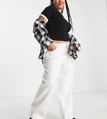 Noisy May Curve Amanda wide leg jeans in white