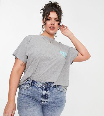 Noisy May Curve cotton 'your loss' T-shirt in gray - gray-Grey