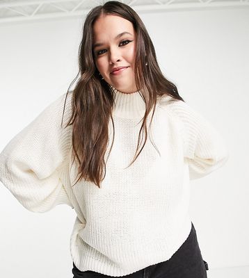 Noisy May Curve high neck sweater in white