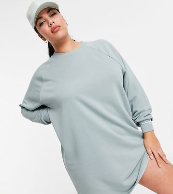 Noisy May Curve sweat mini dress in washed blue-Grey
