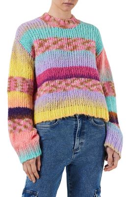Noisy may Dazy Pattern Mock Neck Sweater in Purple Rose Detail C