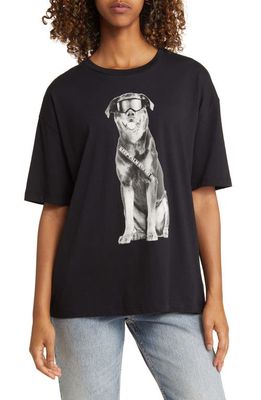 Noisy may Dylan Oversize Ski Dog Graphic T-Shirt in Black Print Ski Dog