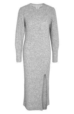 Noisy may Emma Long Sleeve Midi Sweater Dress in Medium Grey Melange