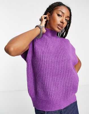 Noisy May Exclusive high neck sleeveless sweater in purple
