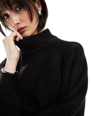 Noisy May high neck sweater in black