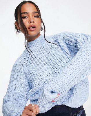 Noisy May high neck sweater in pale blue