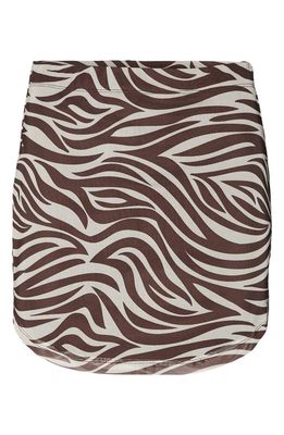 Noisy may Judith Zebra Print High Waist Miniskirt in Demitasse