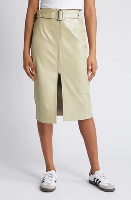 Noisy may Kane Belted Faux Leather Skirt in Eucalyptus