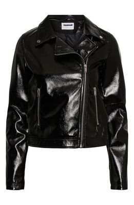 Noisy may Kaya Faux Leather Moto Jacket in Black