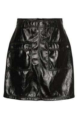 Noisy may Kaya Patch Pocket Faux Leather Miniskirt in Black