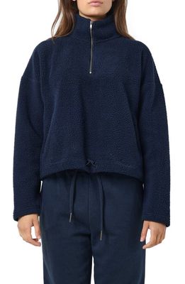 Noisy may Lea Fleece Quarter Zip Pullover in Navy Blazer