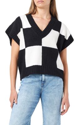 Noisy may Lena Intarsia Check Sweater Vest in Black Pattern W Sug