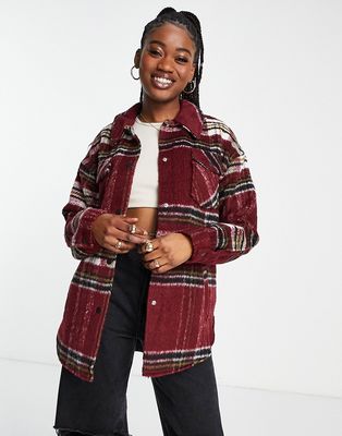 Noisy May lulu plaid shacket in red