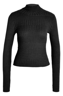 Noisy may Nancy Rib Stitch Mock Neck Sweater in Black