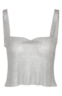 Noisy may Olympia Embellished Open Back Crop Top in Silver