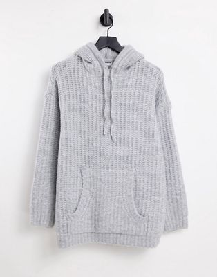 Noisy May oversized knit hoodie in gray