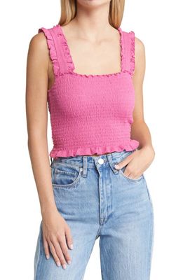 Noisy may Pernille Smocked Crop Tank in Ibis Rose