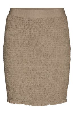 Noisy may Pernille Smocked Pencil Skirt in Silver Mink